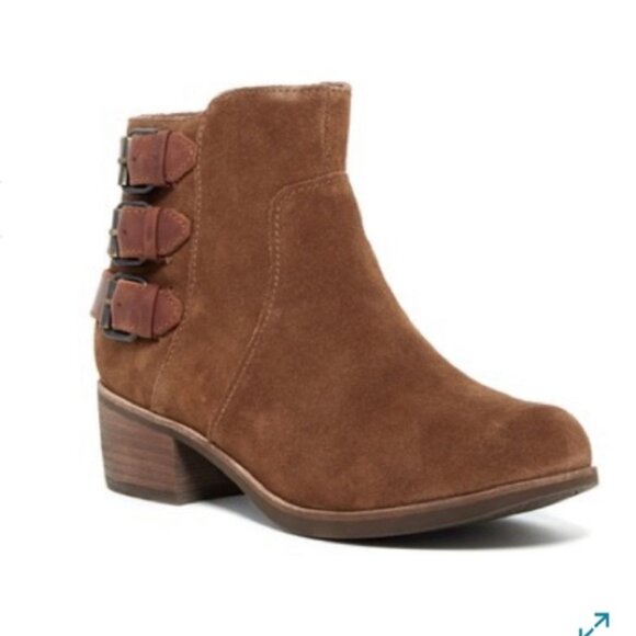 UGG Volta Suede Ankle Booties With Buckles Zip Tan Brown - Picture 1 of 12